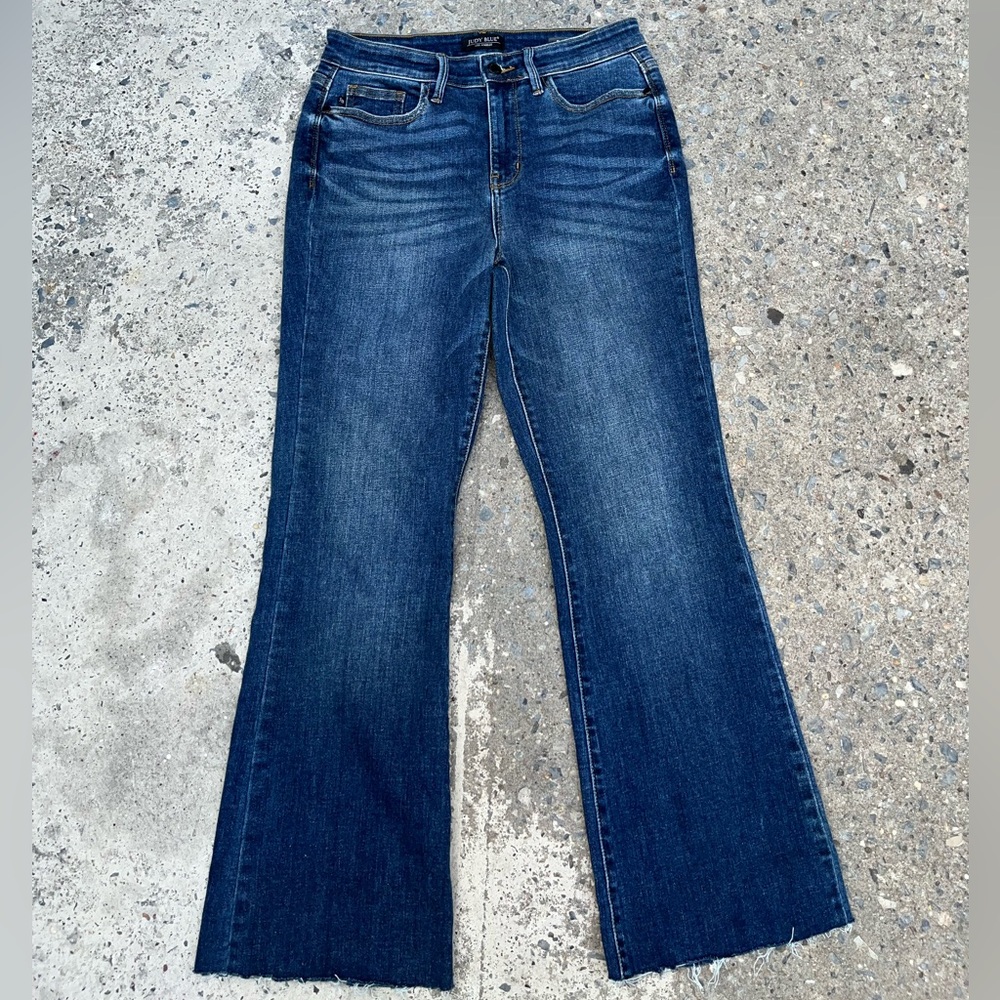 Judy Blue Jeans Womens 7/28 Blue Betsy Hi Rise Cropped Straight Fit Preppy